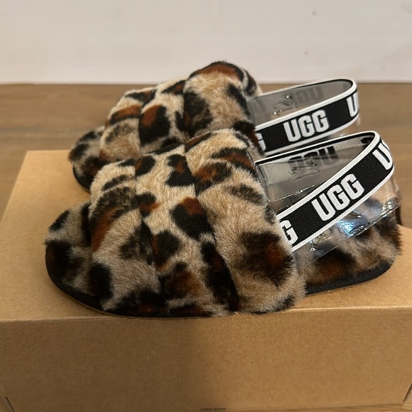 NIB TODDLER FLUFF LEOPARD SLIDE - Picture 5 of 7